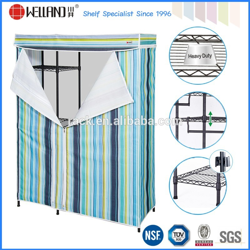 DIY Adjustable Metal Wardrobe Closet Wire Rack with Non-Woven Cover