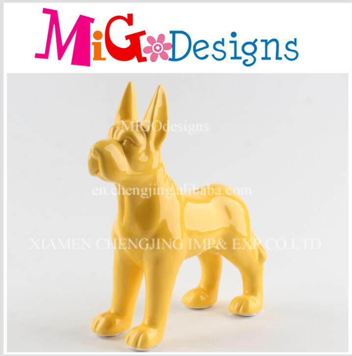 Wholesale Ceramic Yellow Pet Dog Shape Saving Bank