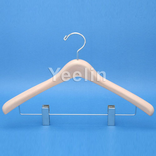 Wooden Clothes Hanger with Shinny Clips for Women (YW224-7728S)