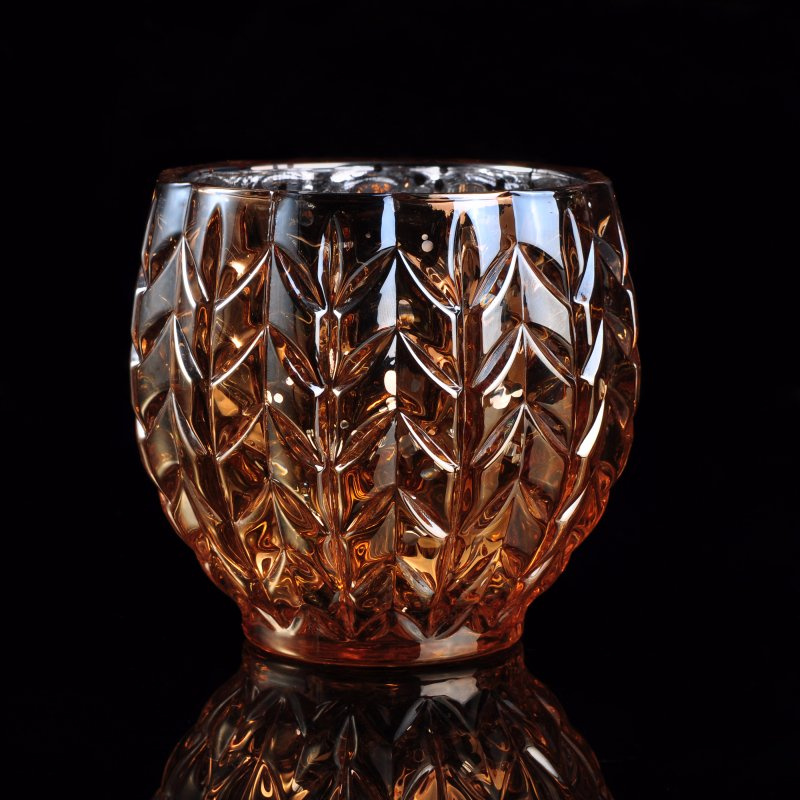 Glass Candle Holder with Mercury Finish