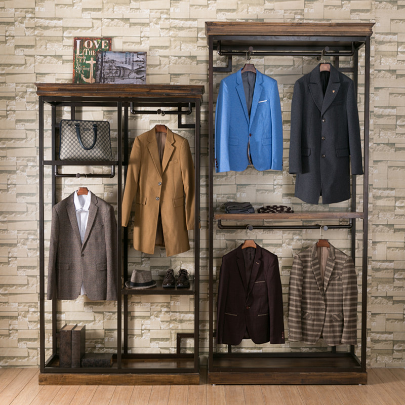 Entryway Wood Display Rack Garment Rack Cloths Display Shelf
