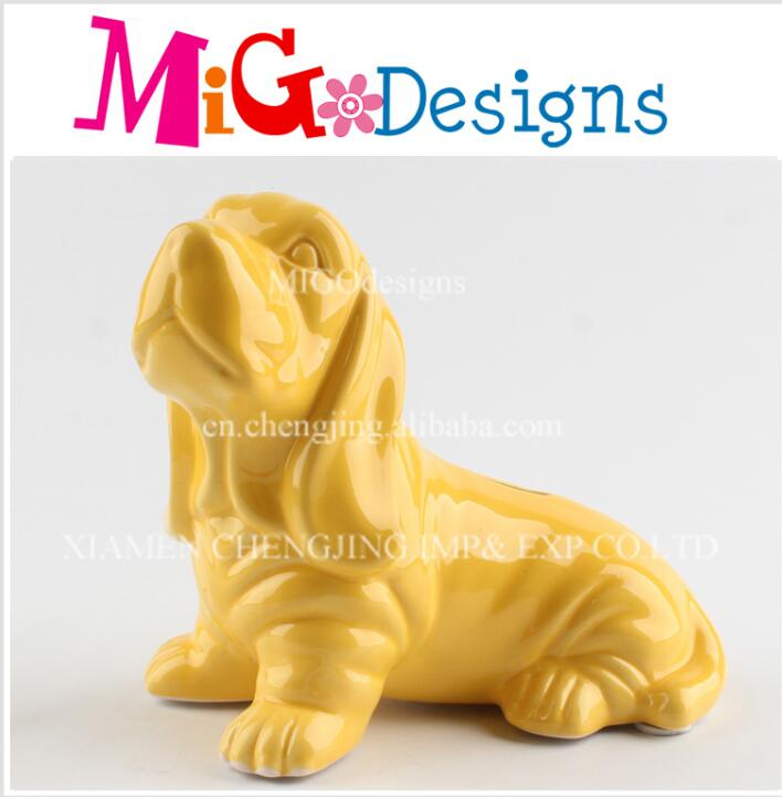 Chinese Concession Pink Stoneware Dog Money Box