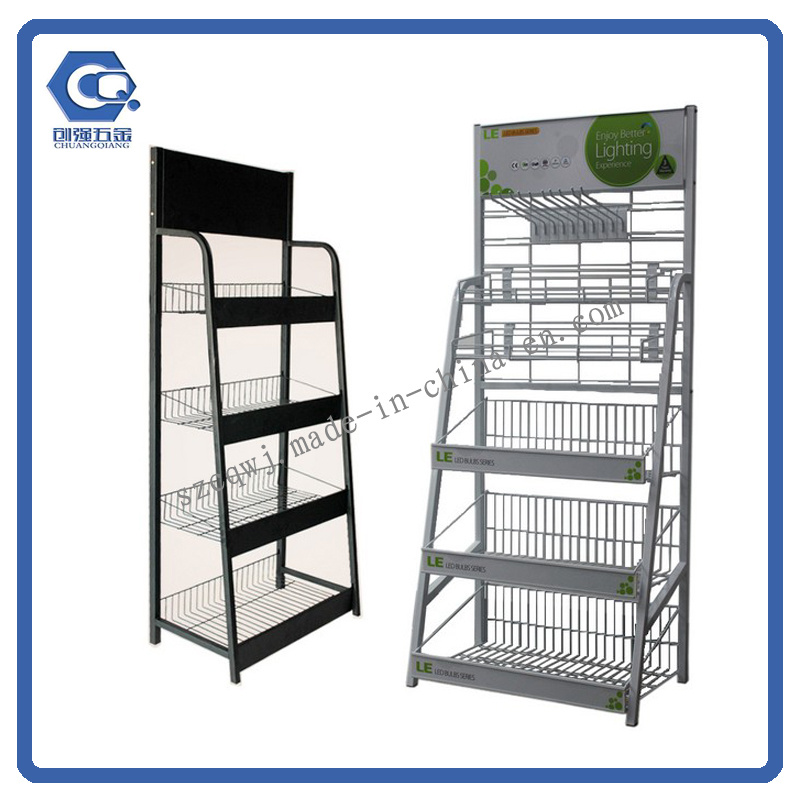 Free Standing Metal Surpermaket Black Slatwall Beverage Display Rack