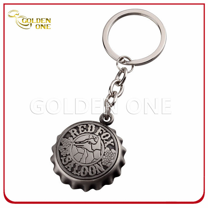 Antique Sliver Plated Beer Cap Metal Bottle Opener Keyring