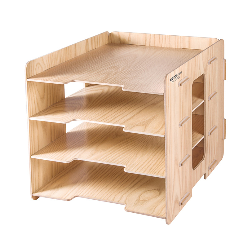DIY Wooden Office Storage Box with 4 Layers Shelf
