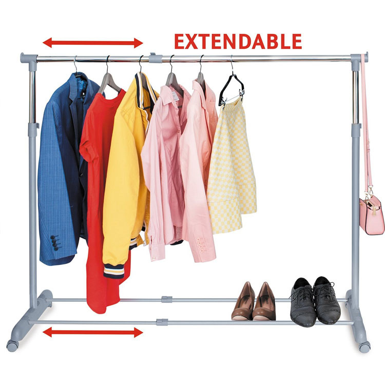 Party Telescopic Extendable Space Chrome Plated Steel Clothes Rail