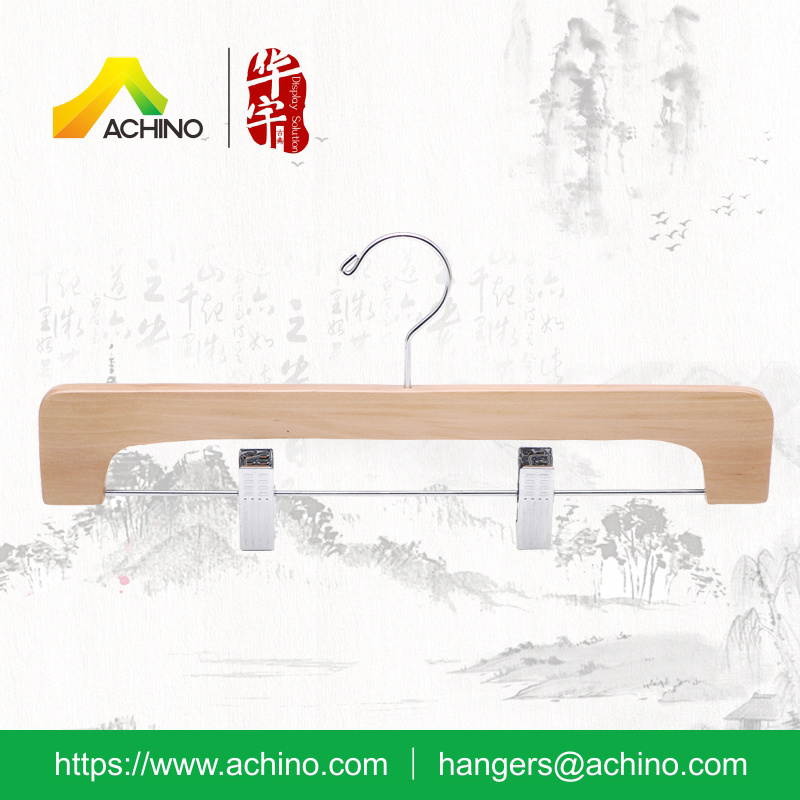 Natural Wooden Trouser Hangers with Swivel Hook