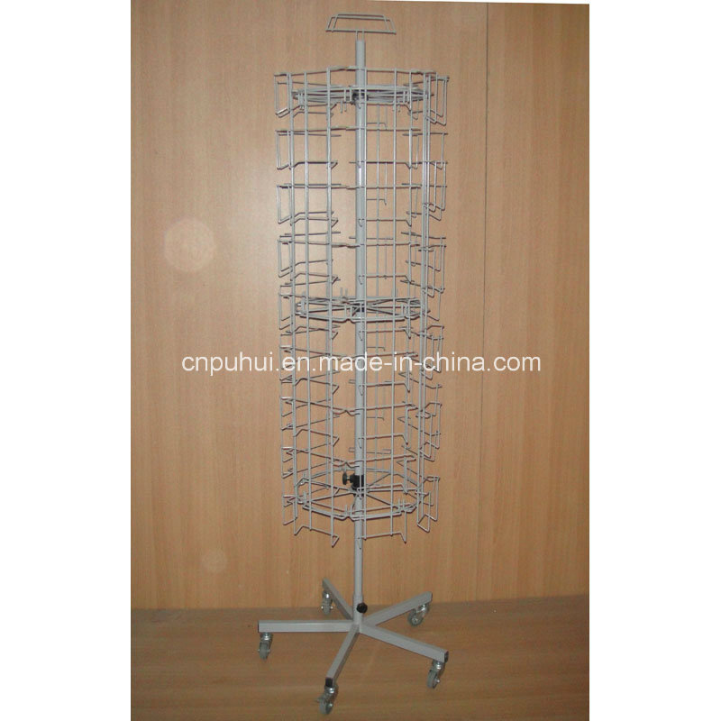 Round Shape Steel Floor Standing Swivel Card Display Rack (PHY2025)