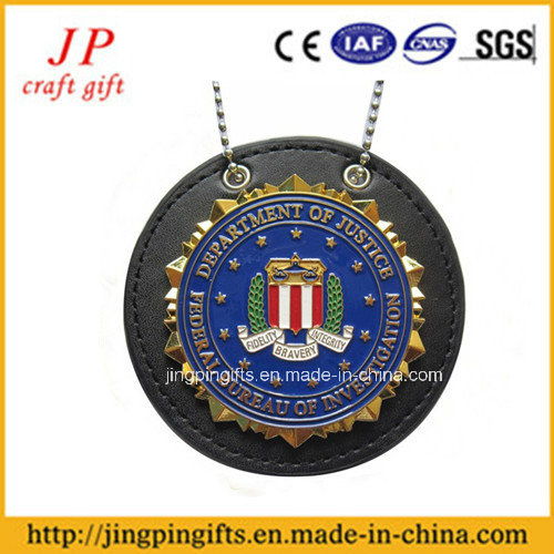 Metal Material Soft Enamel Leather Badge Holder