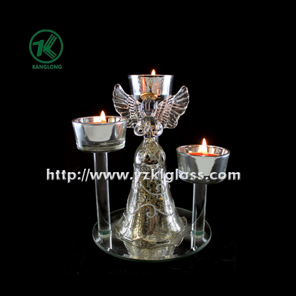 Single Color Glass Candle Set with Three Posts (KL131120-6)