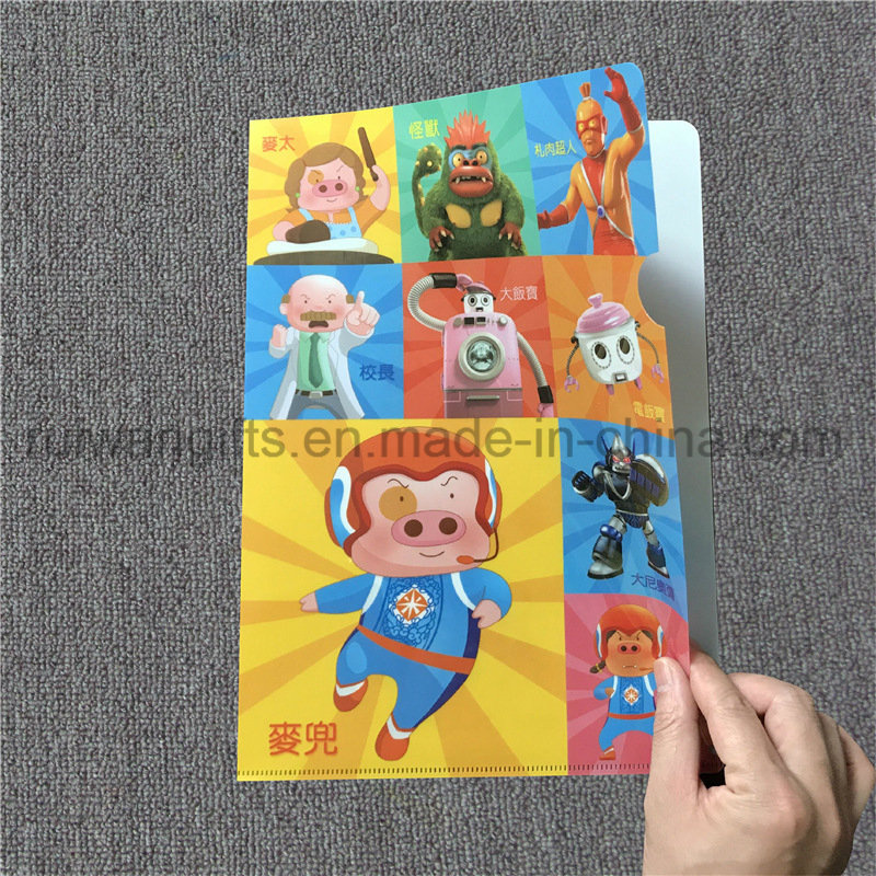 Cheap Price A4 Size PP File Folder, Plastic PP L Shape Folder with Anime Designs