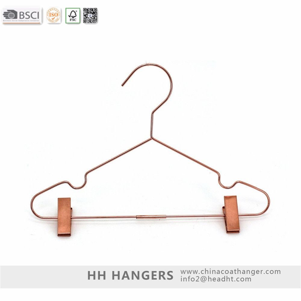 Rose Gold Drying Metal Wire Clothes Hanger with Clips, Metal Hanger for Garment Hanger
