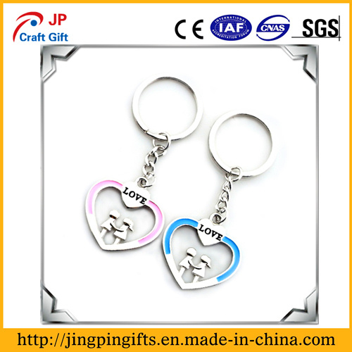 Custom Heart Lovers Metal Key Chain with Metal Logo