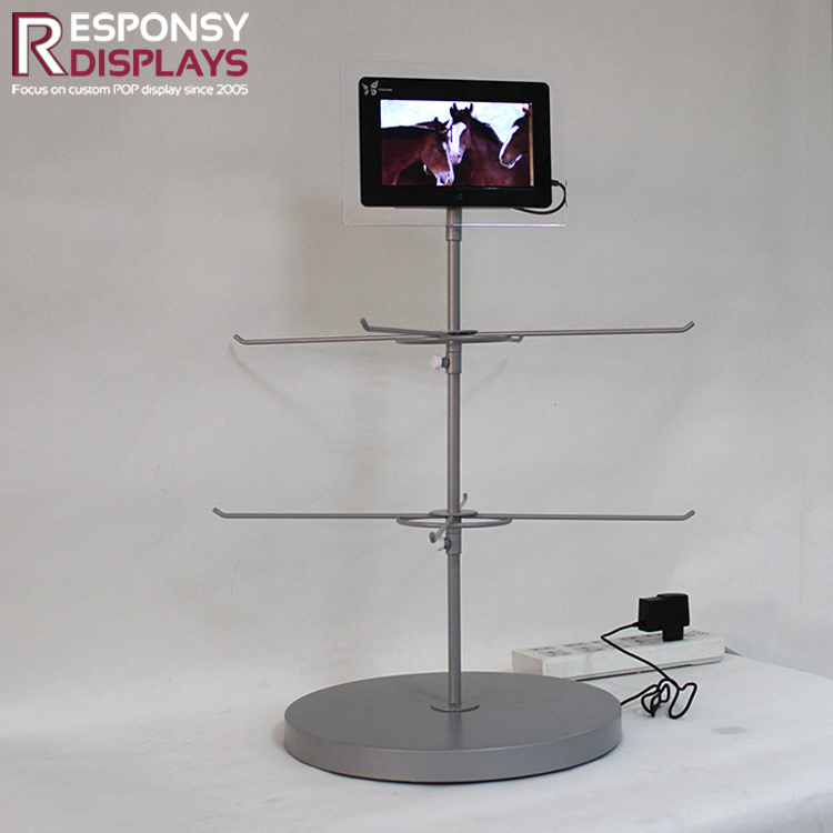 Bespoke Smartphone Accessories Metal Display Rack with Screen Player