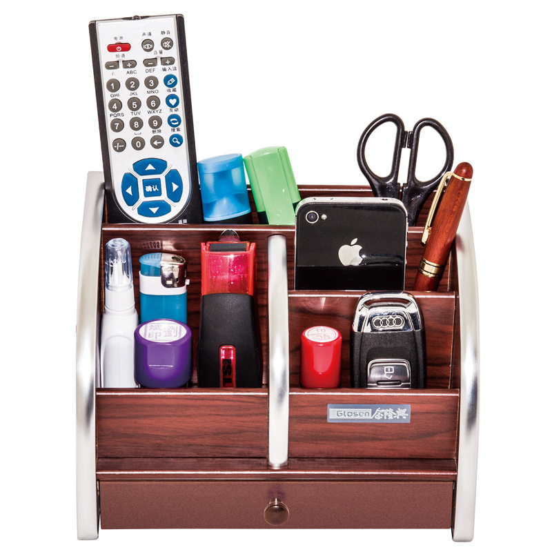 Wooden Desk Organizer for Office Stationery Storage