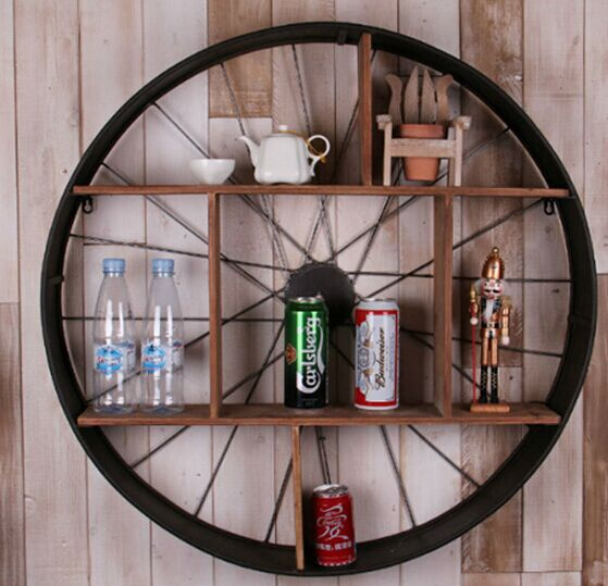 Cheap Home Furniture Home Decorative Rustic Metal Wood Wall Shelf