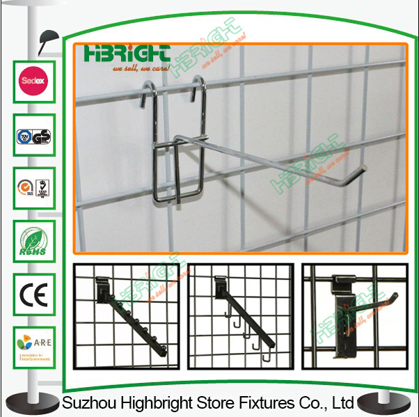 Metal Shop Display Hanging Hooks Grid Wall Retail Display Hook