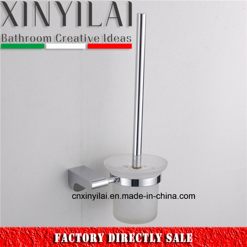 Bathroom Set Zinc Toilet Brush Holder with Matte Glass Cup