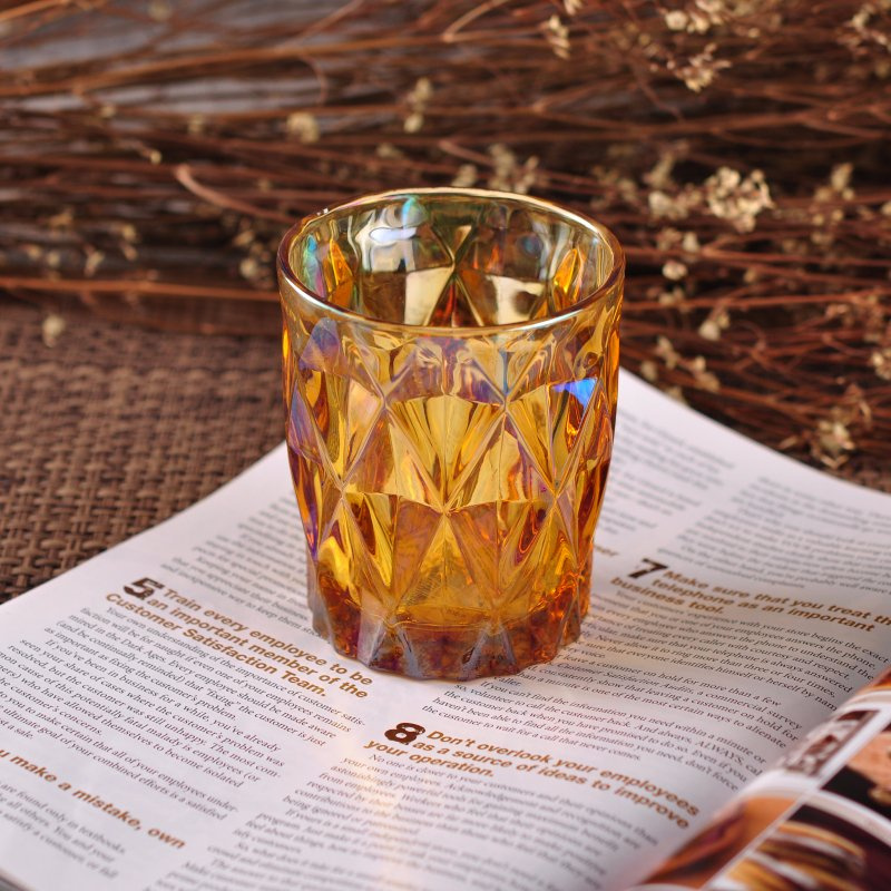 Wholesale 9oz Embossed Diamond Glass Candle Holders