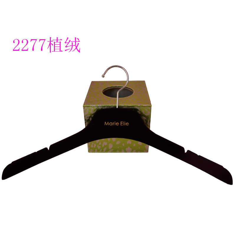 Non Slip Plastic Velvet Hanger with Anti-Slip Sticker
