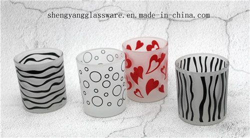 Tea Light Candlestick Frosted Glass Jar for Candles