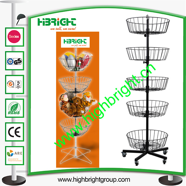4 Tier Metal Wire Floor Rotating Promotional Display Rack