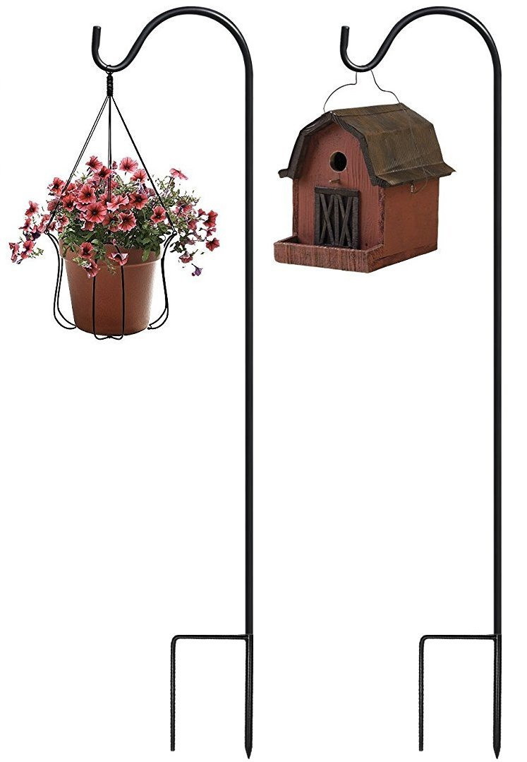 Metal Garden Stake Flower Basket Handing Rack