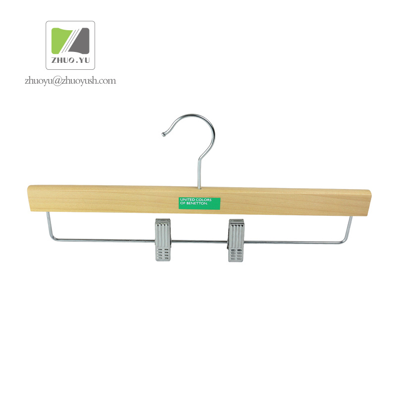 Natural Color Lotus Wood Pants / Coat Hanger with Laser Logo