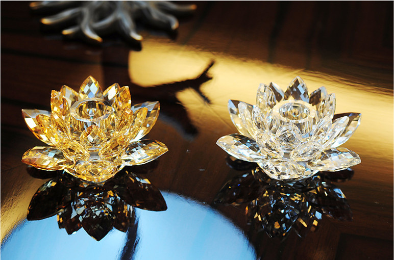 Lotus Flower Shape Crystal Candle Holder for Decoration