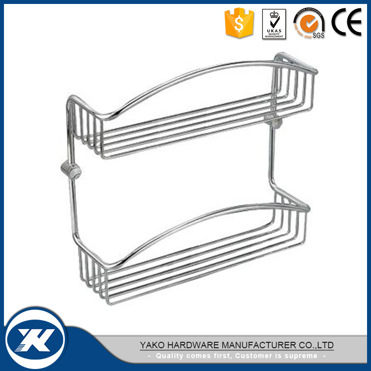 Bathroom Hardware Brass Double Storey Shower Towel Cloth Shelf