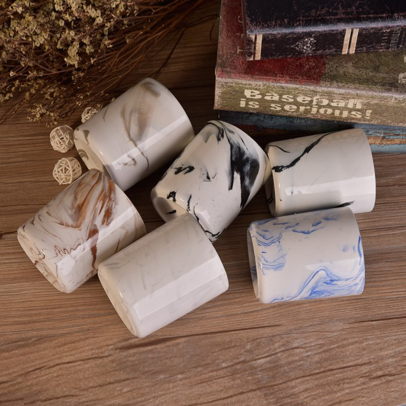 Marble Finished Custom Design Ceramic Candle Holders
