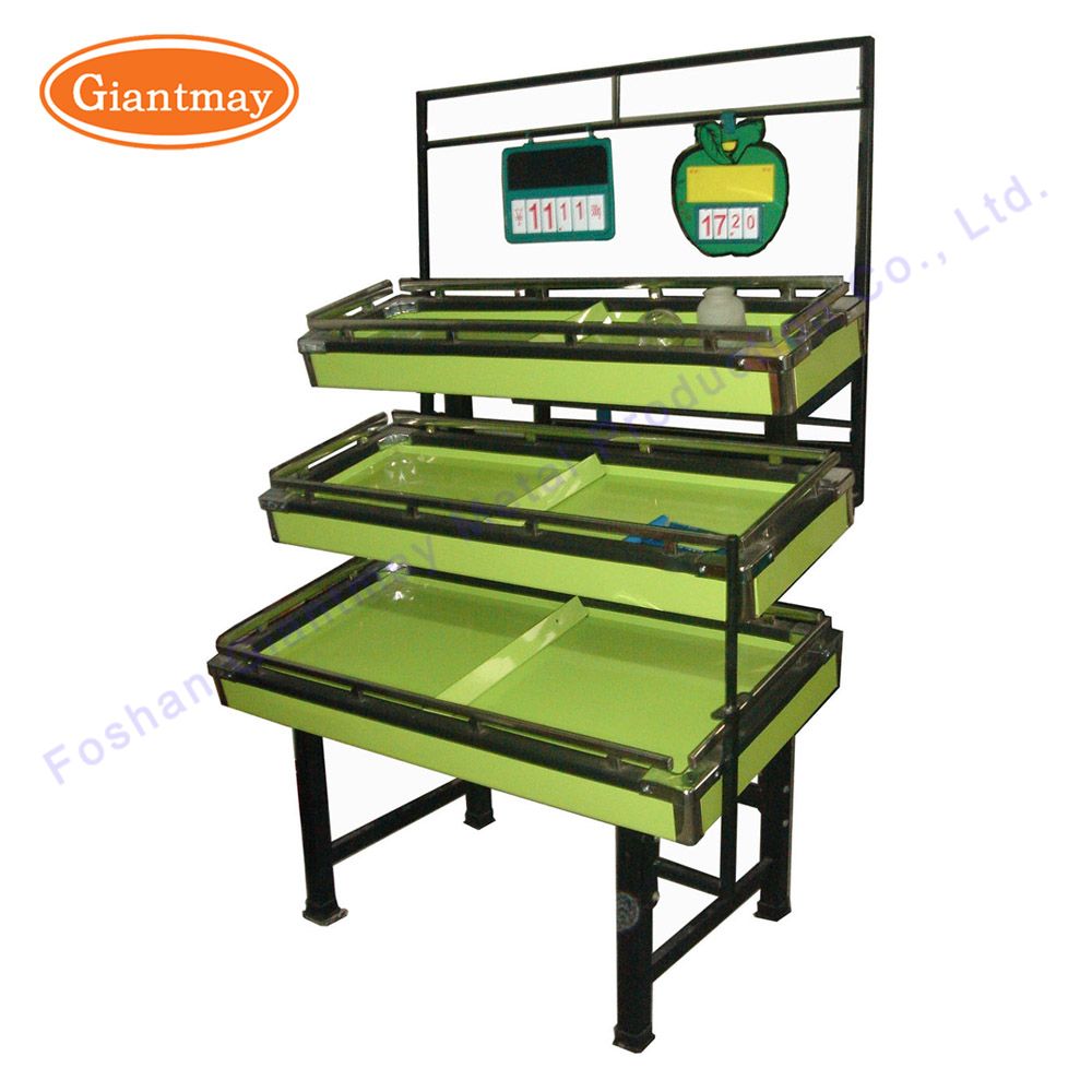 High Quality Supermarket Metal Flooring Fruit and Vegetable Display Rack