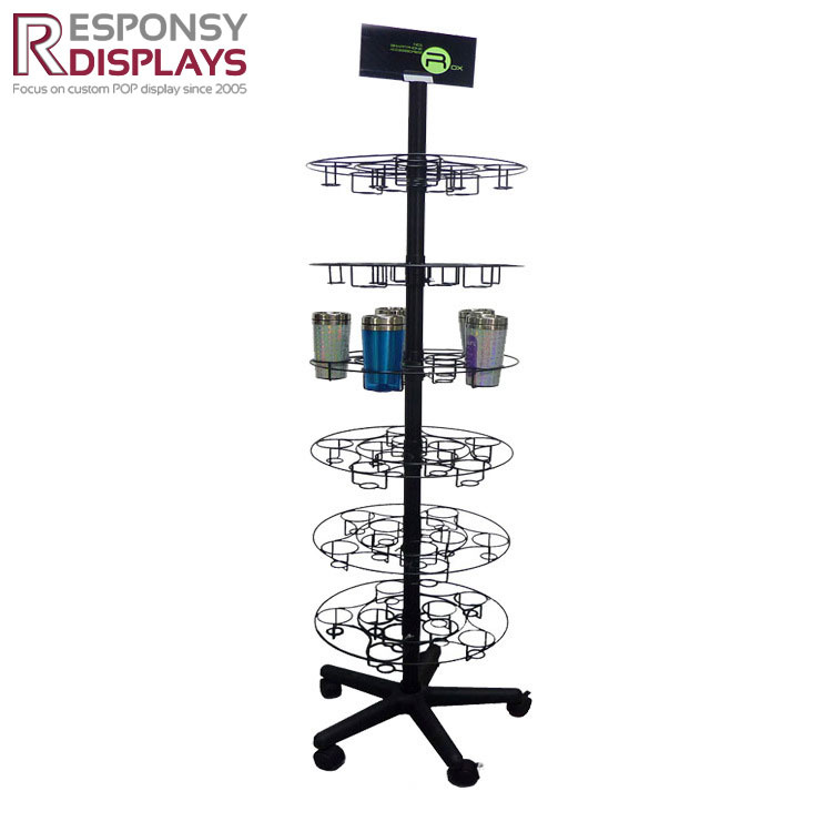 Floor Black Metal Vacuum Cup Vacuum Flask Display Rack