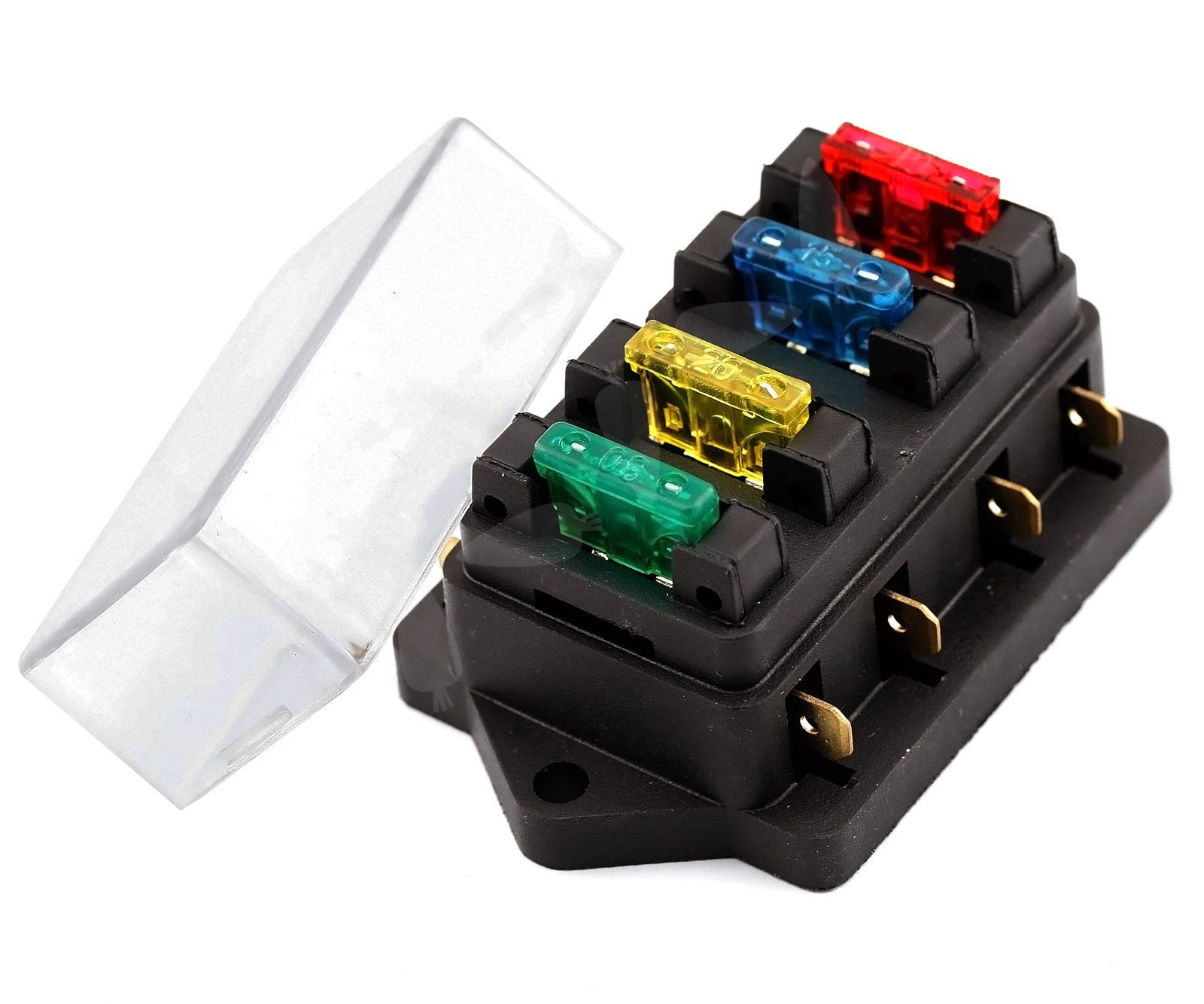Car Truck Van 4 Way Circuit Standard ATO Blade Fuse Box Fuse Holder 12V/24V