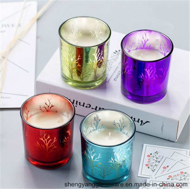 Hot Sell Electroplate Glass Scented Candle Jar