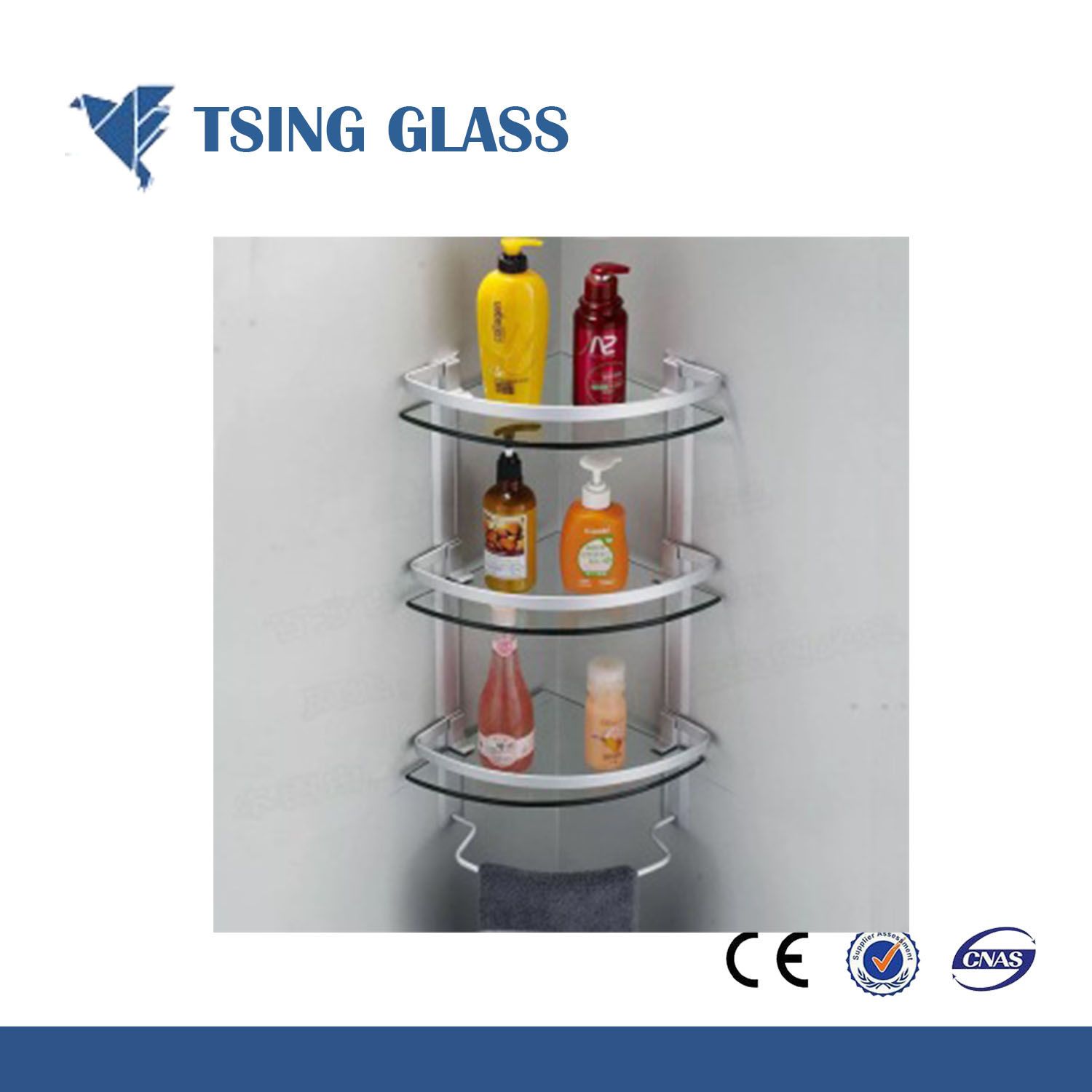 Tempered Shelf Glass for Wall Corner