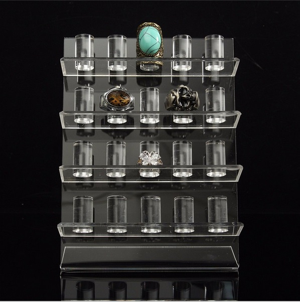 New 20 Clear Transparent Acrylic Ring Jewellery Display Organizer Holder Show Rack Stand Shelf Storage