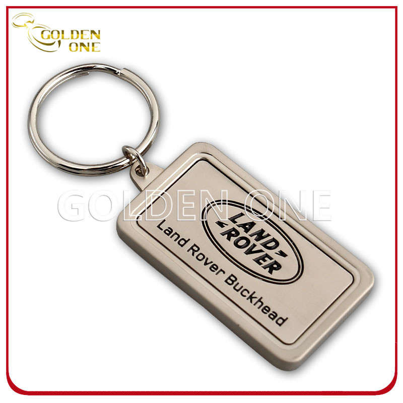 Promotion Gift Debossed Color Fill Logo Rectangle Metal Keychain
