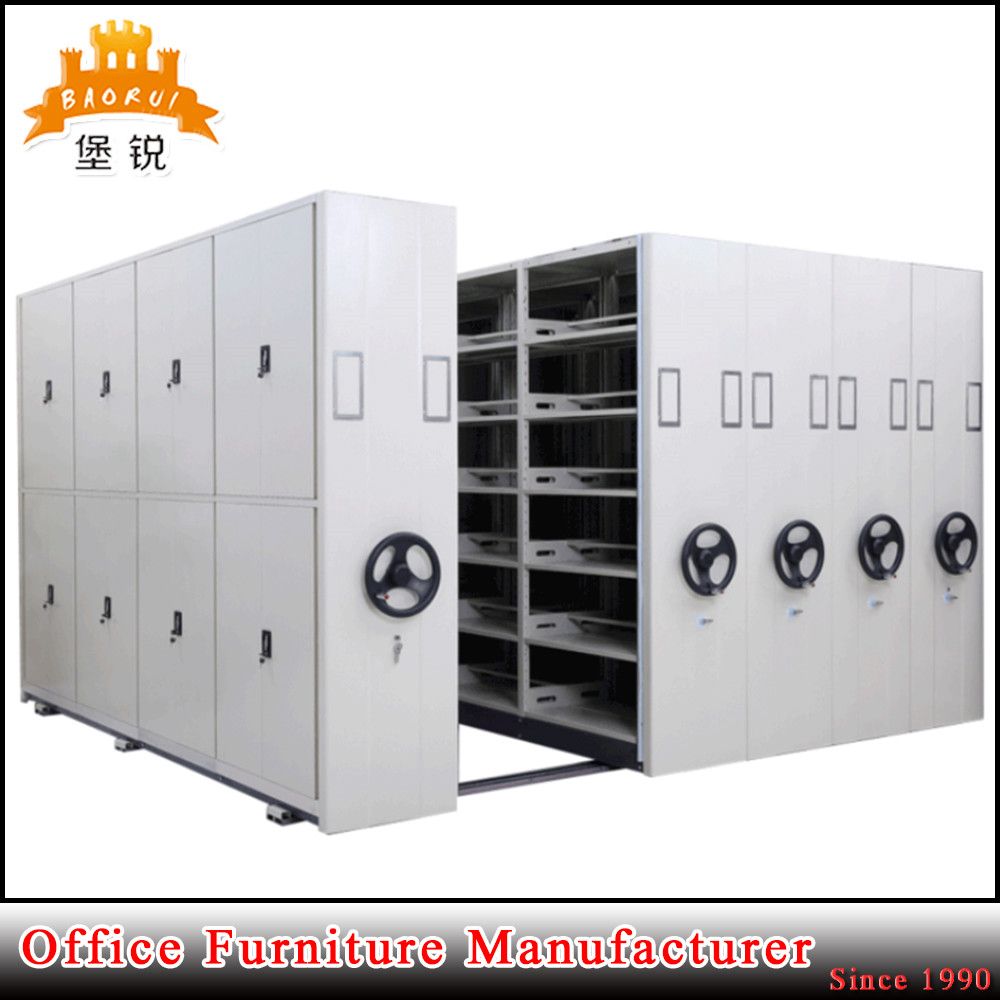 Jas-070 Factory Hand Wheel Operated Mobile Lockable Metal Book Shelves