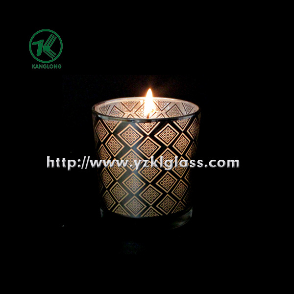 Color Double Wall Glass Candle Cup by BV (6.5*7*8)