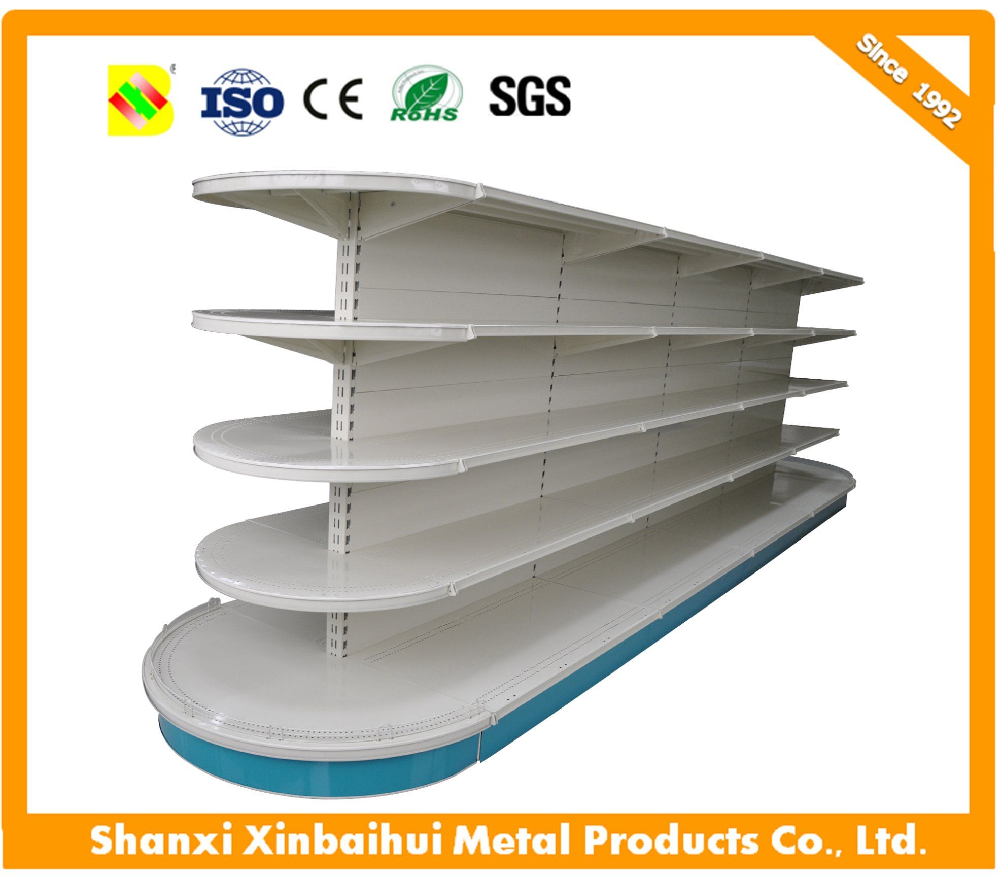 Steel Frame Gondola Shelving with Flat Shelf