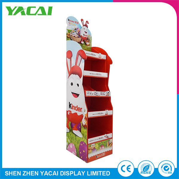 Folded Indoor Paper Security Floor Stand Advertising Display Rack