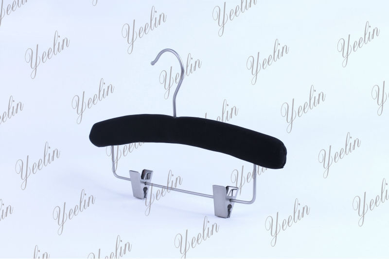 Black Canvas Clothes Hanger with Button, Pants Hangerylfbcv007-B1, Wholesaler