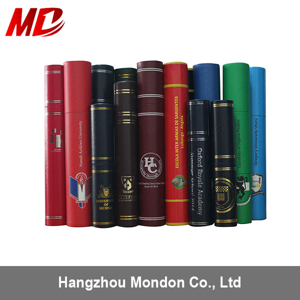 Graduation Navy Blue Paper Certificate Cover and Red Tube Holder Set