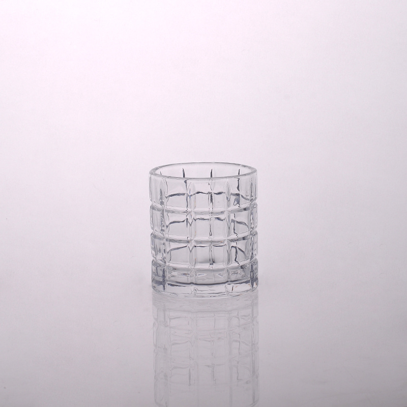 Pressed Grid Candle Holder Glass