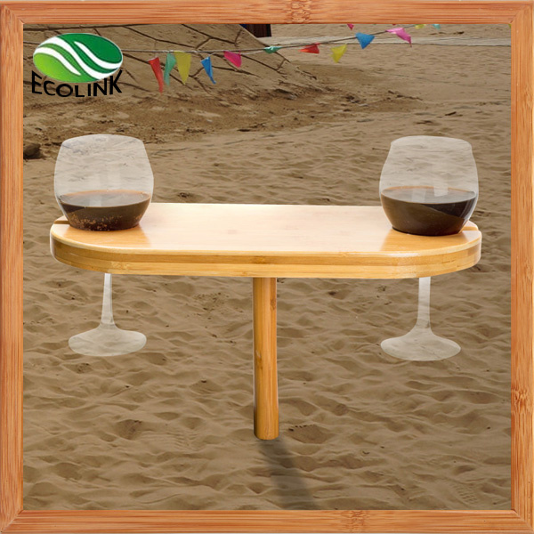 Bamboo Wine Cup Holder / Outdoor Wine Bamboo Table