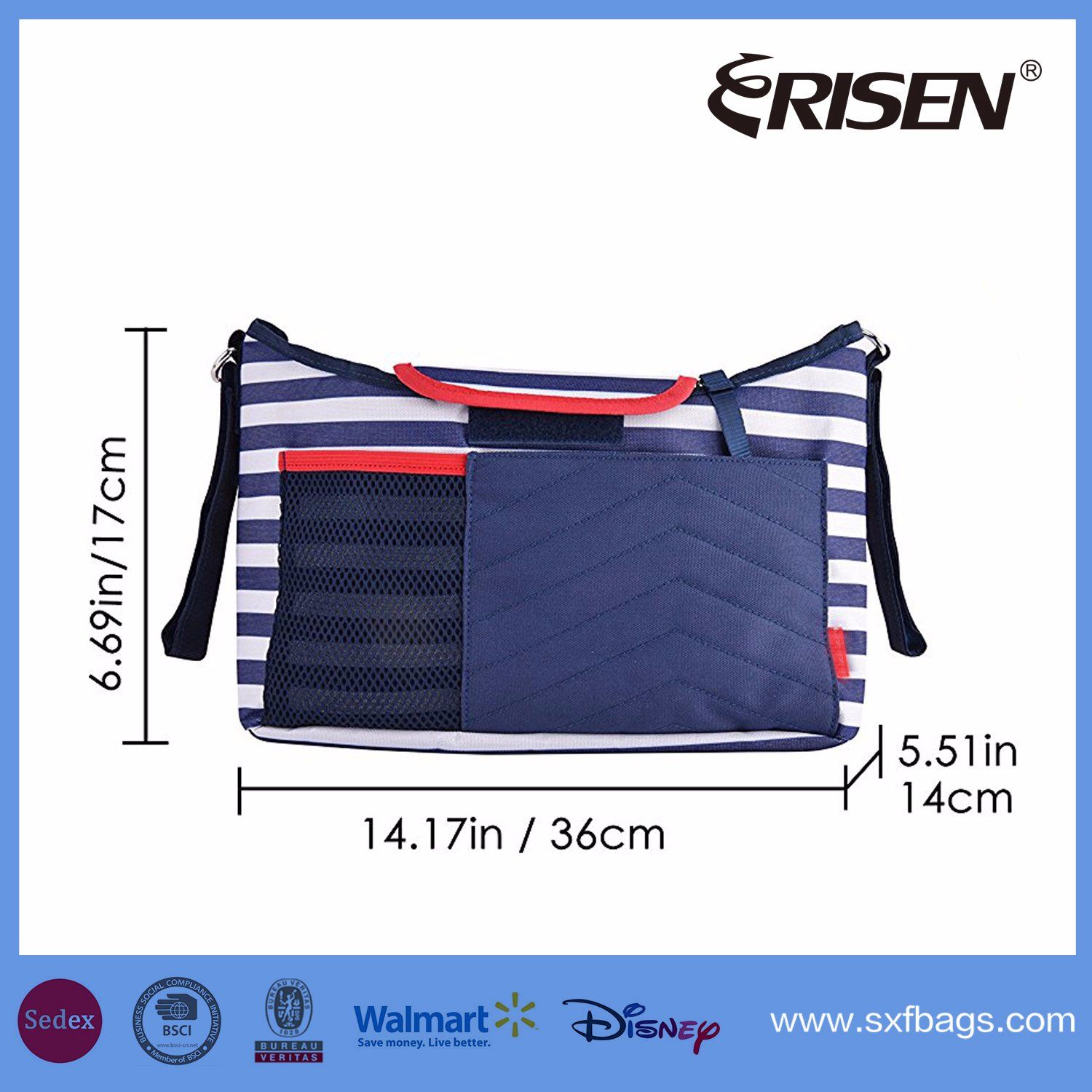 Stroller Organizer Bag Diaper Bag with Cup Holders and Shoulder Strap
