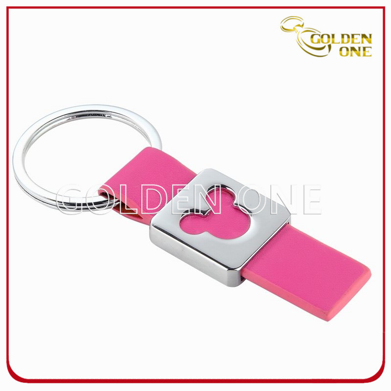 Promotion Gift Mikey Mouse Shape PU Leather Keyring