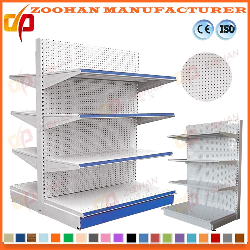 Back Punched Holes Metal Display Shelving Supermarket Shelf (Zhs71)