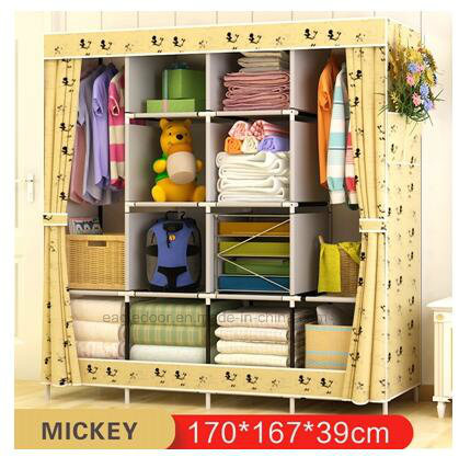 Modern Simple Wardrobe Household Fabric Folding Cloth Ward Storage Assembly King Size Reinforcement Combination Simple Wardrobe (FW-22D)
